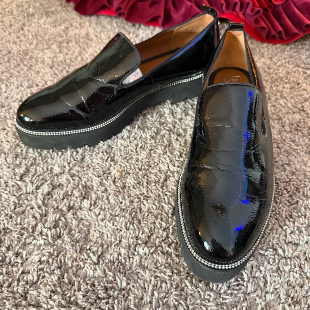 Franco Sarto Black Patent Leather Loafers